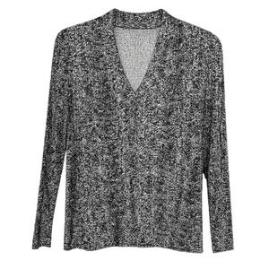 Women's Leopard Print VNeck Long Sleeve Top Talbots SMALL Black & White Animal